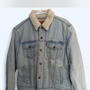 Levi's Women’s Blue Denim Jacket with Sherpa Collar